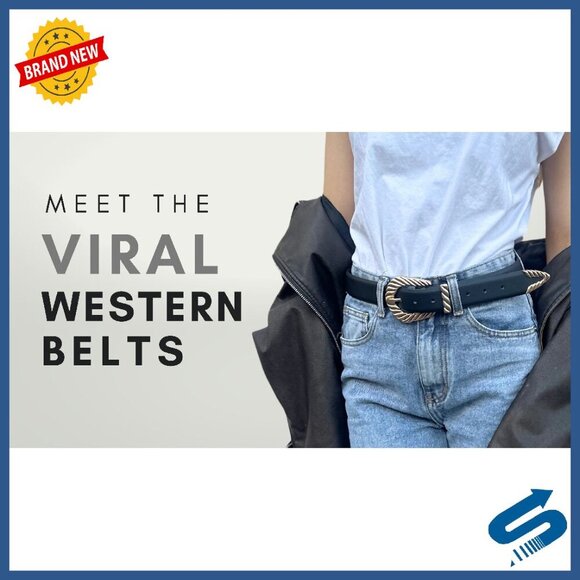 Chunky Gold Western Belt Buckle Set 2-Pack Women\'s Fashion Accessory main image 4
